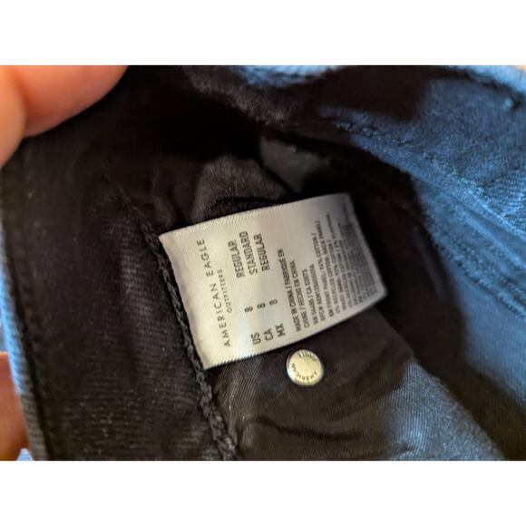 American Eagle Black Ripped Strigid Straight Jeans Size 8 - Picture 3 of 8